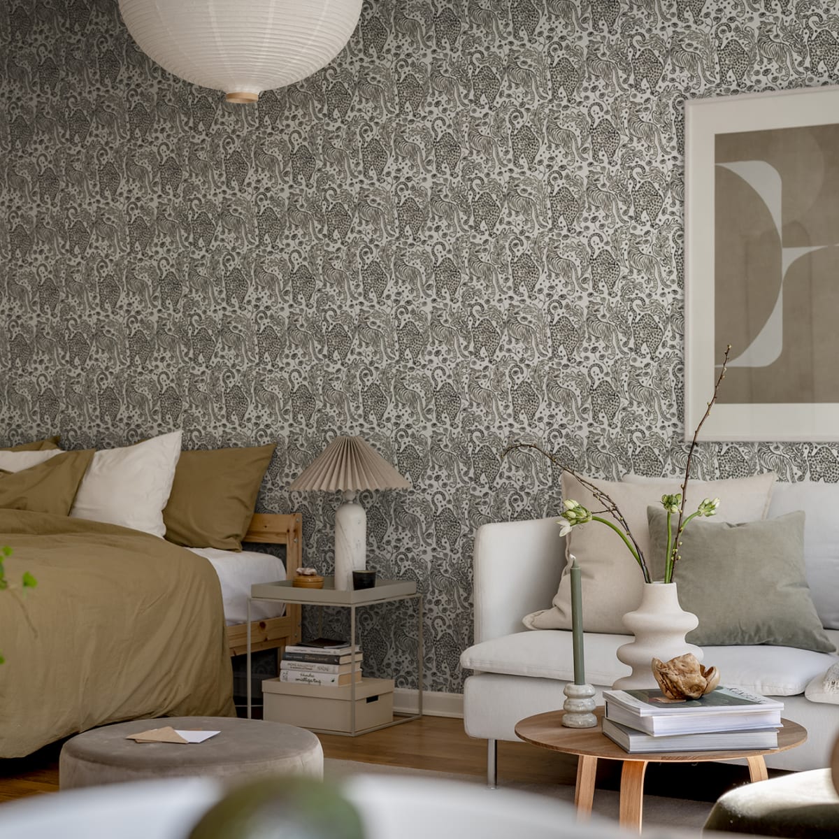 Year Of The Tiger Wallpaper - Graphite - Rebel Walls - R19215 - Premier Wallcovering