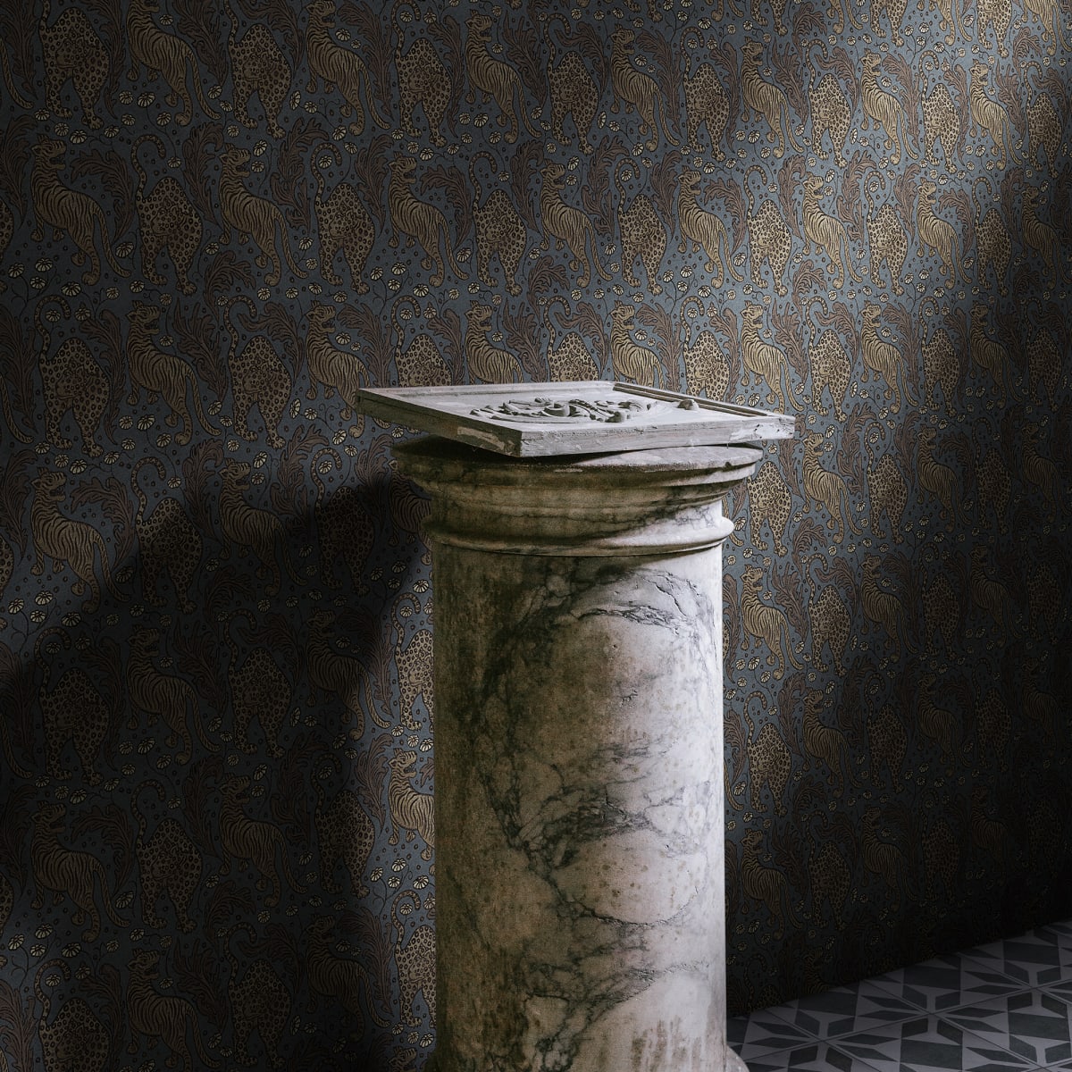 Year Of The Tiger Wallpaper - Midnight - Rebel Walls - R19212 - Premier Wallcovering