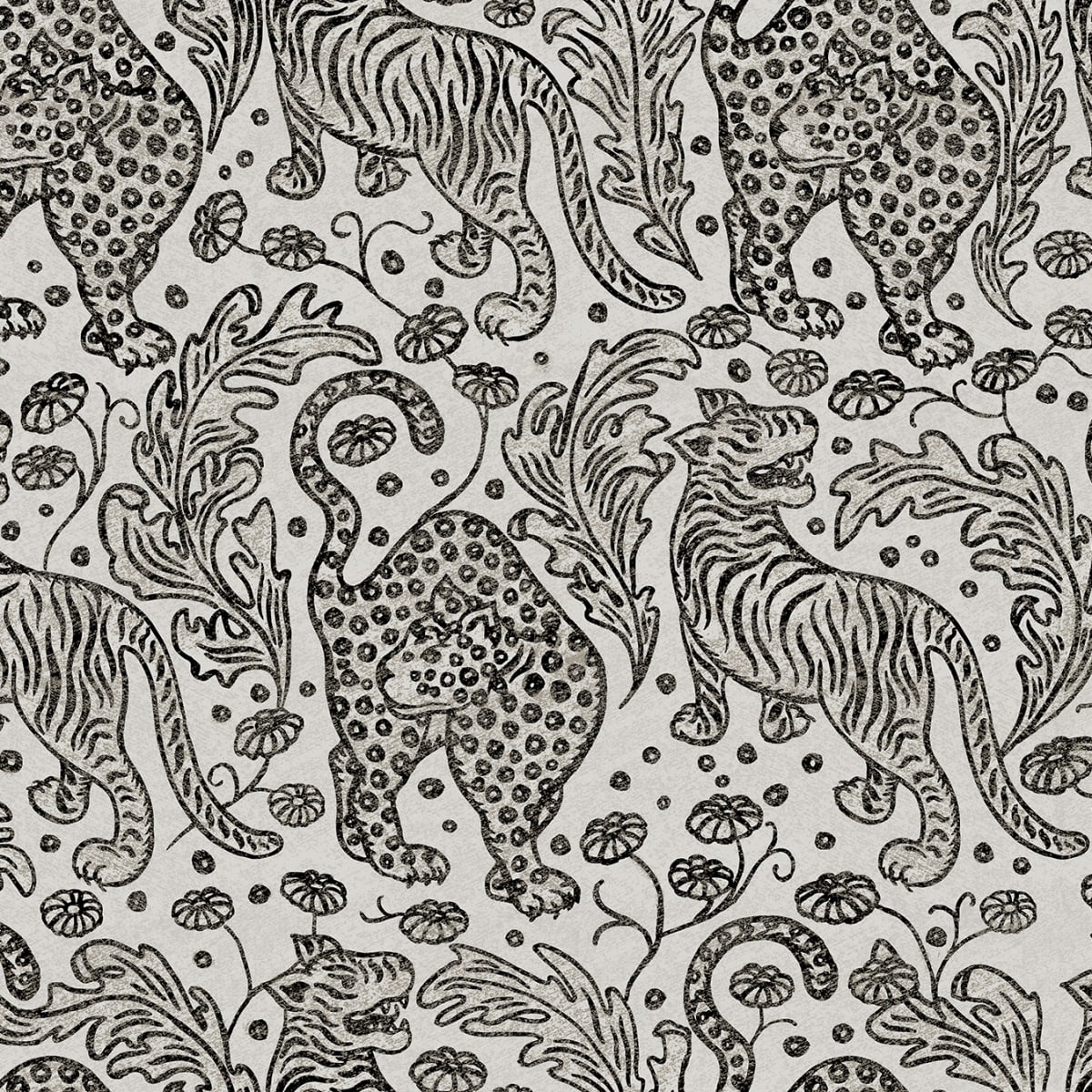 Year Of The Tiger Wallpaper - Graphite - Rebel Walls - R19215 - Premier Wallcovering