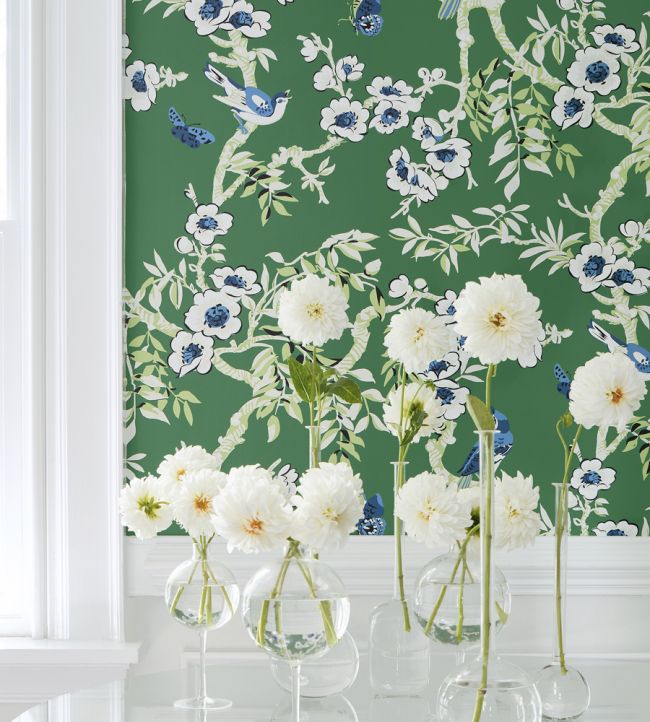 Yukio Wallpaper - Blue & Green - Thibaut - T20842 - Premier Wallcovering