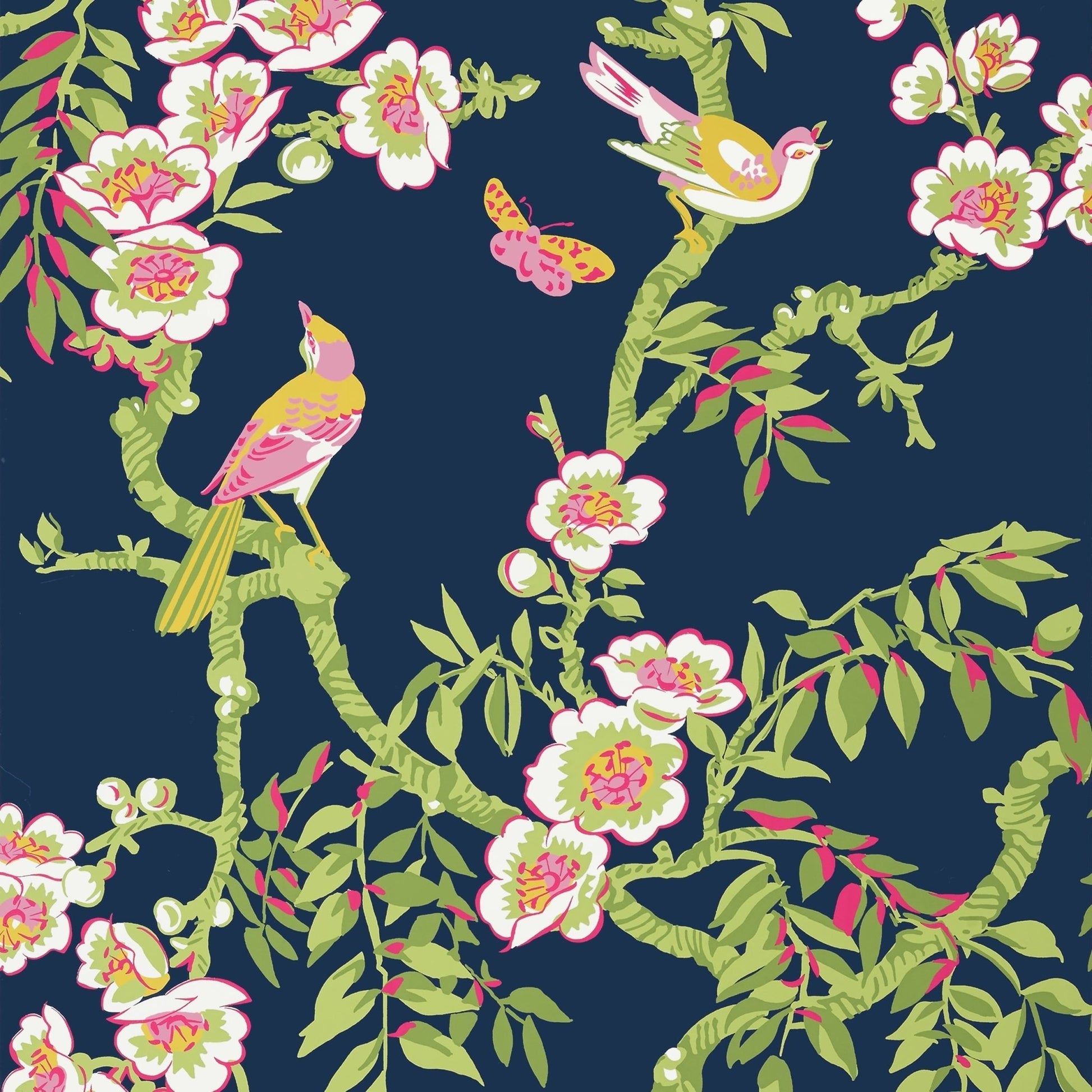 Yukio Wallpaper - Navy & Pink - Thibaut - T20846 - Premier Wallcovering