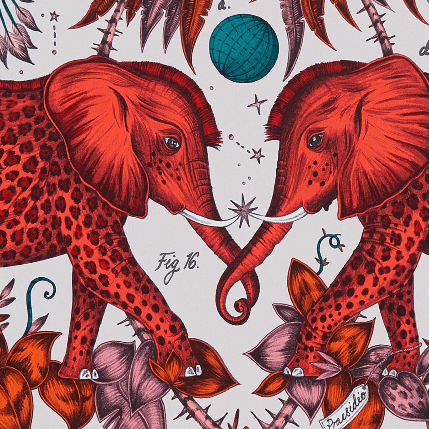 Zambezi Wallpaper - Flame - Clarke & Clarke - Emma J Shipley - W0121/01 - Premier Wallcovering