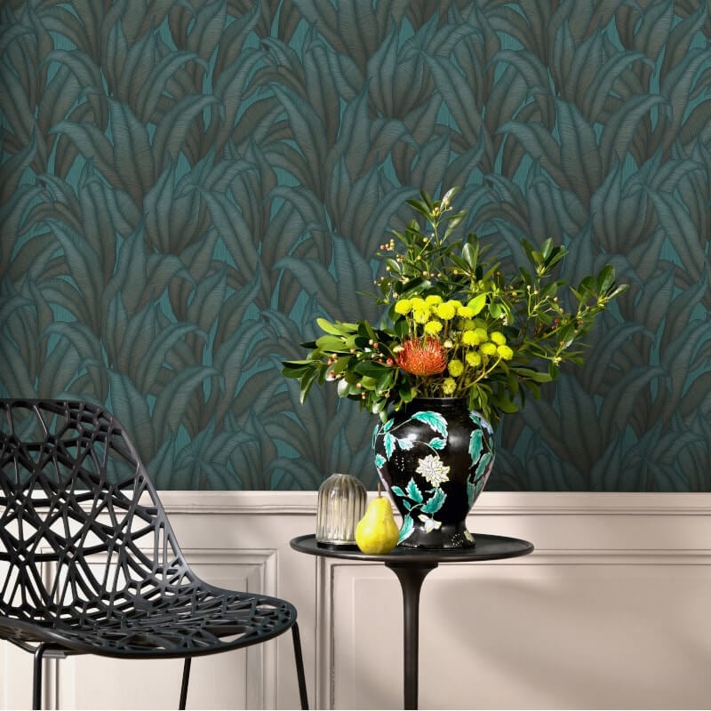 Zanzibar Leaf Metallic Wallpaper - Green - Erismann - 10371 - 19 - Premier Wallcovering