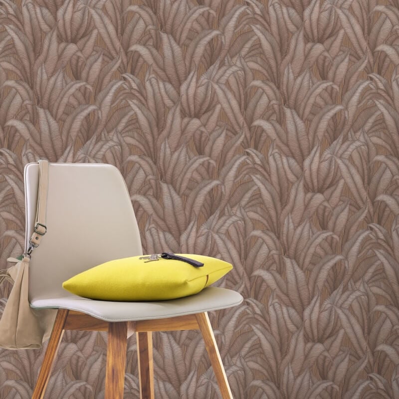Zanzibar Leaf Metallic Wallpaper - Bronze - Erismann - 10371 - 48 - Premier Wallcovering