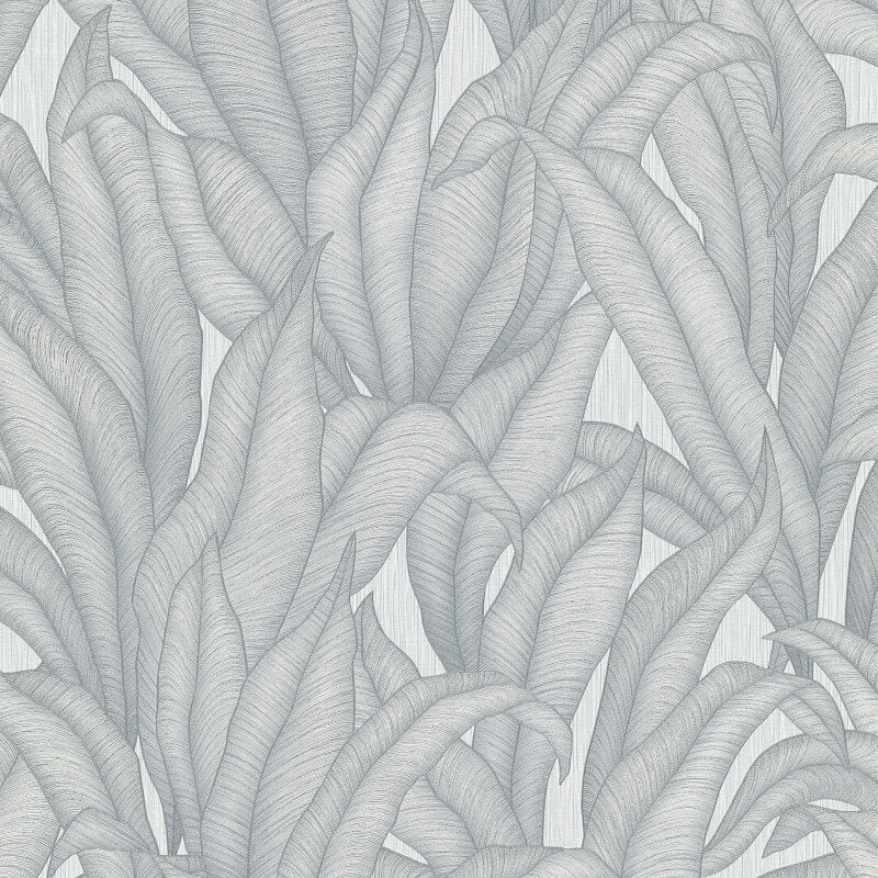 Zanzibar Leaf Metallic Wallpaper - Light Grey - Erismann - 10371 - 31 - Premier Wallcovering