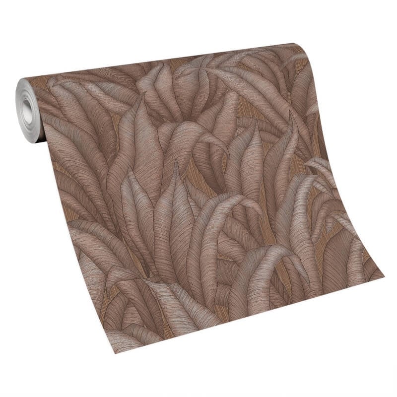 Zanzibar Leaf Metallic Wallpaper - Bronze - Erismann - 10371 - 48 - Premier Wallcovering