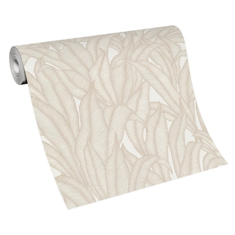 Zanzibar Leaf Metallic Wallpaper - Beige - Erismann - 10371 - 26 - Premier Wallcovering