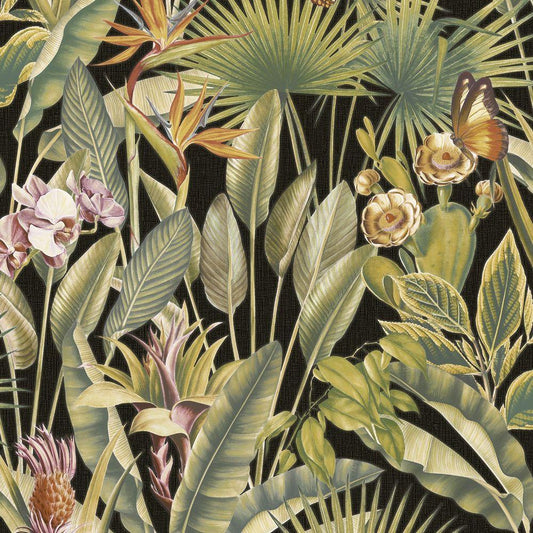 Zanzibar Vasari Wallpaper - Black - Rasch - 400006 - Premier Wallcovering