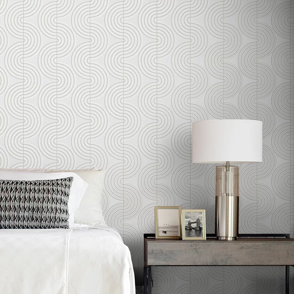 Zen Geo Wallpaper - White - NextWall - NW44206 - Premier Wallcovering