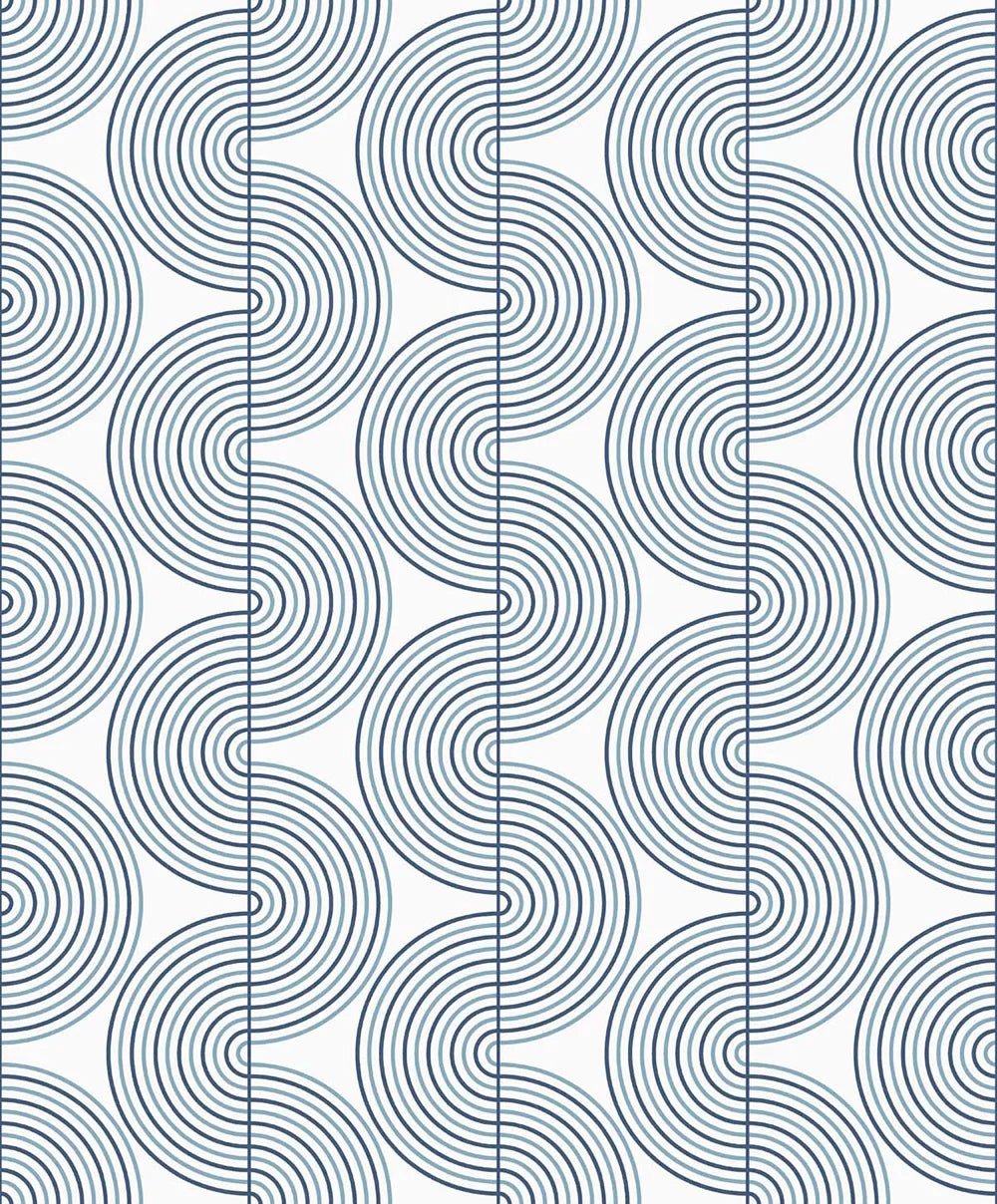 Zen Geo Wallpaper - White / Blue - NextWall - NW44202 - Premier Wallcovering