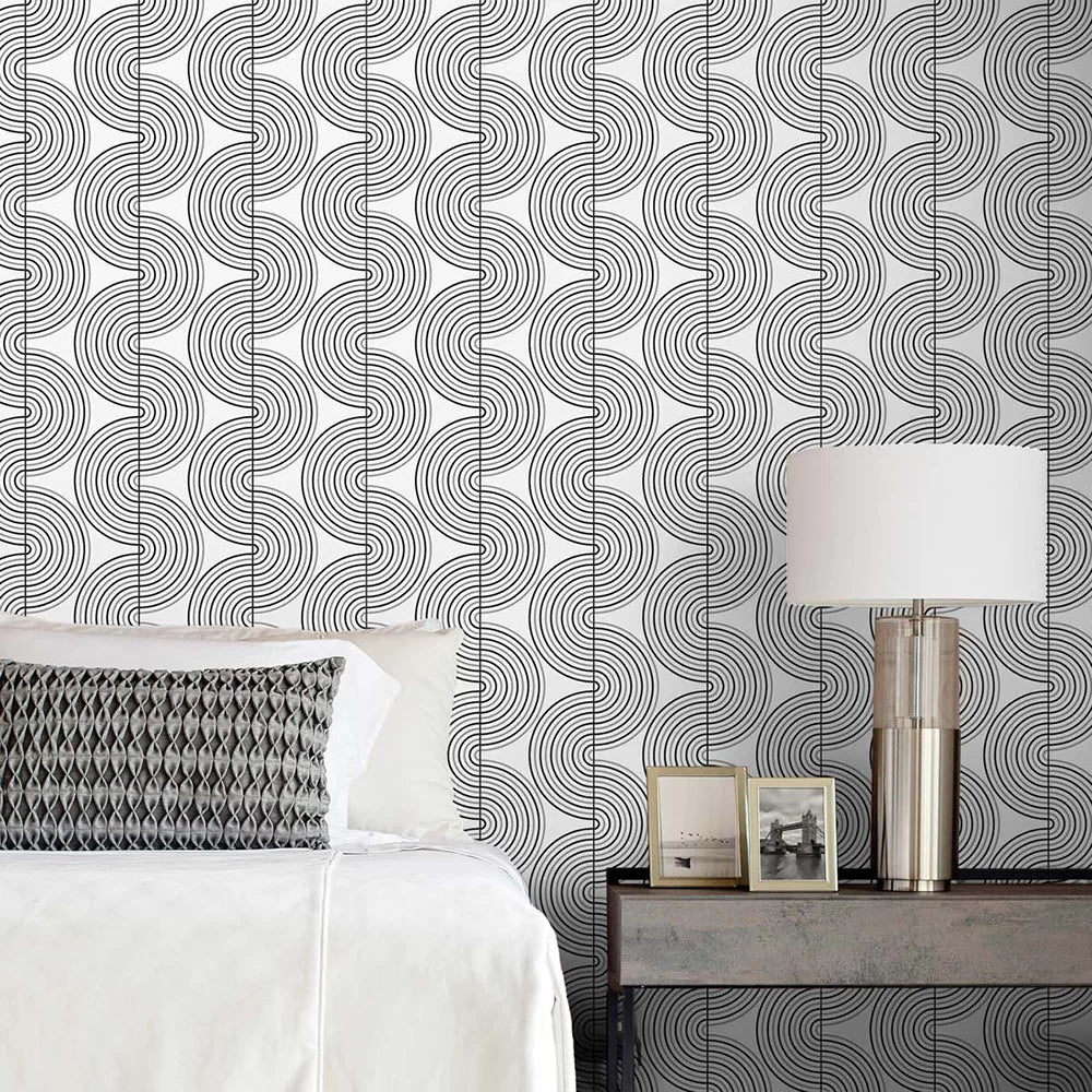 Zen Geo Wallpaper - White / Grey - NextWall - NW44200 - Premier Wallcovering