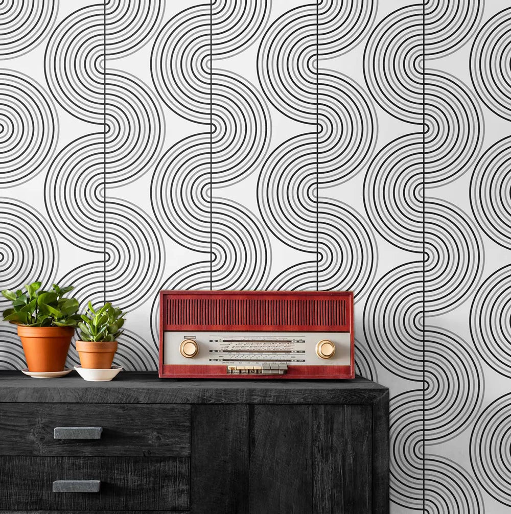 Zen Geo Wallpaper - White / Grey - NextWall - NW44200 - Premier Wallcovering