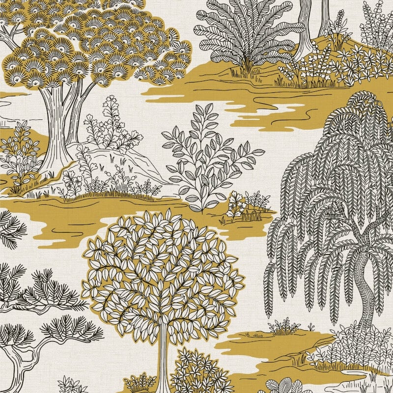Zen Oriental Landscape Wallpaper - Ochre - Fine Décor - FD43440 - Premier Wallcovering