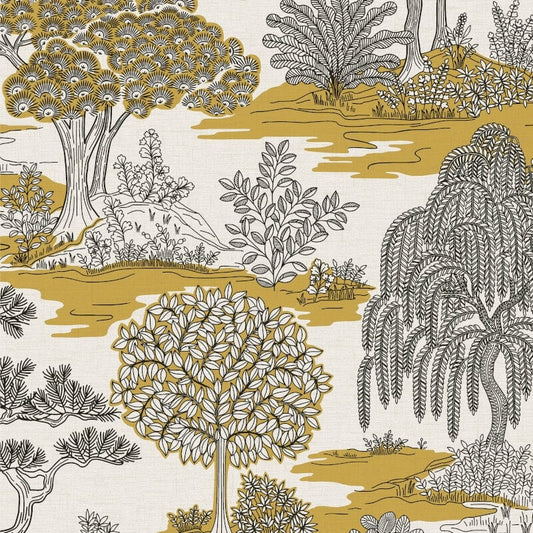 Zen Oriental Landscape Wallpaper - Ochre - Fine Décor - FD43440 - Premier Wallcovering