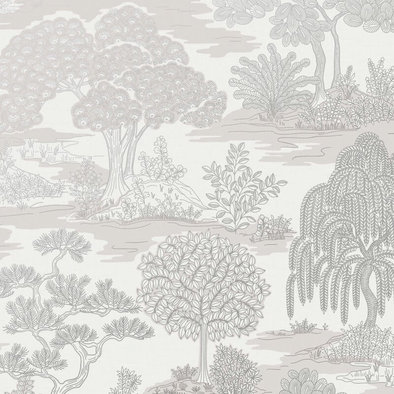 Zen Oriental Landscape Wallpaper - Silver - Fine Décor - FD43441 - Premier Wallcovering