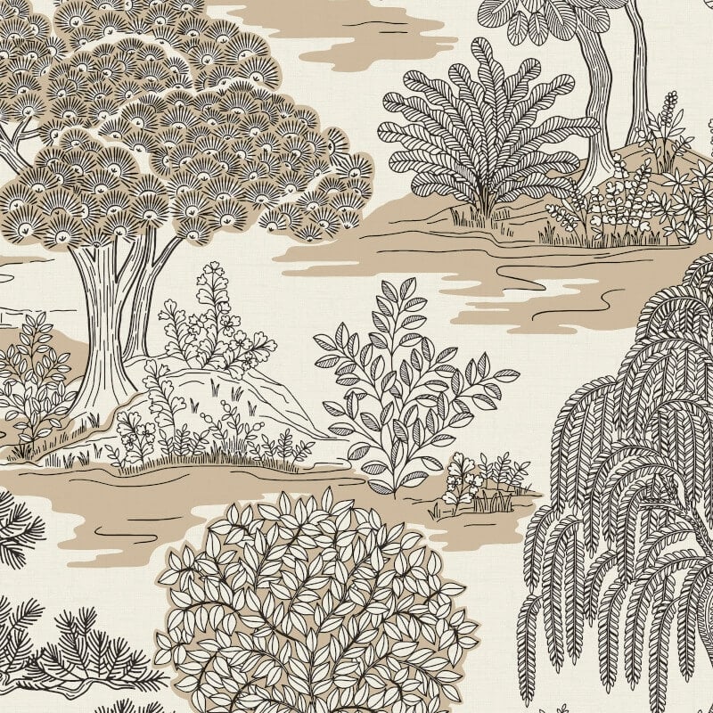 Zen Oriental Landscape Wallpaper - Natural - Fine Décor - FD43442 - Premier Wallcovering