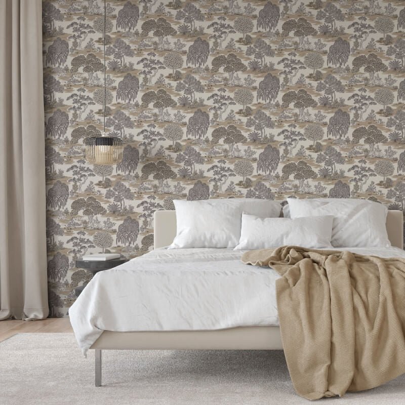 Zen Oriental Landscape Wallpaper - Natural - Fine Décor - FD43442 - Premier Wallcovering