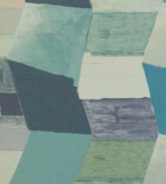 Zig Zag Grass Cloth Wallpaper - Cobalt - Christopher Farr Cloth - CFW213 - 01 - Premier Wallcovering