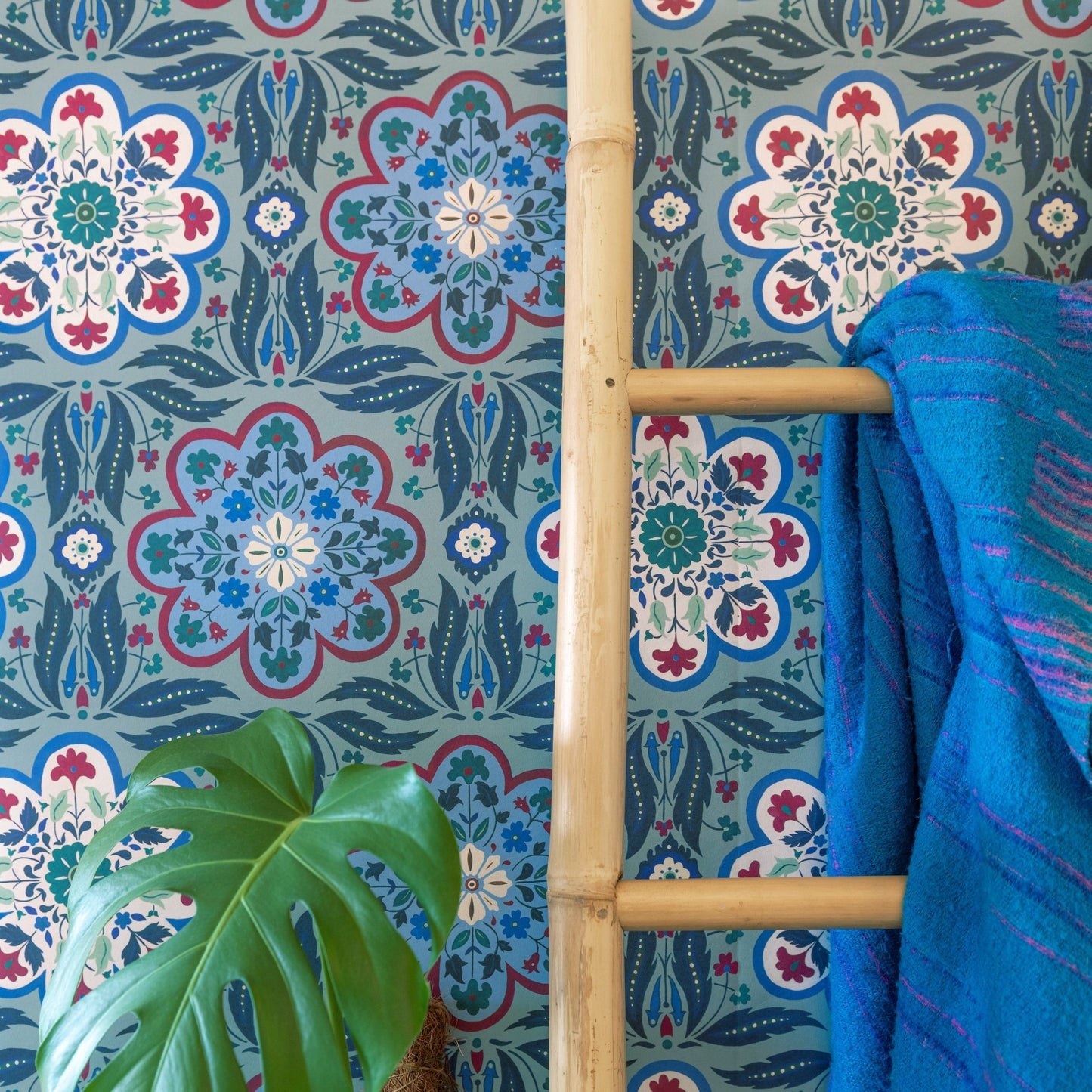 Zouak Wallpaper - Moroccan-Blue - Wear The Walls - ZOMB8076U52 - Premier Wallcovering