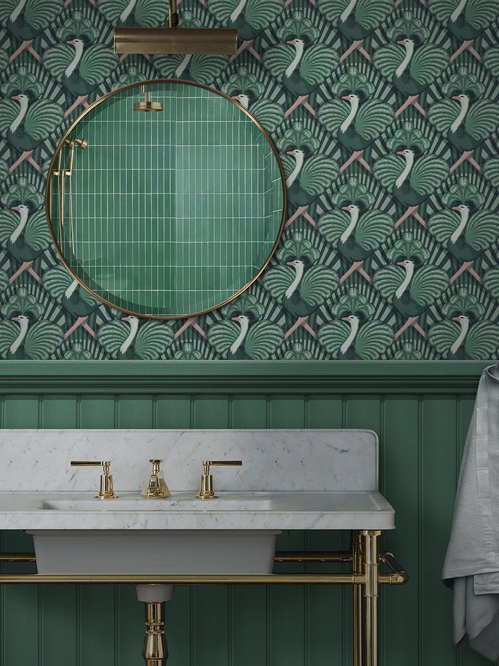 Zsa Zsa Wallpaper - Bottle Green - Divine Savages - DVS068-ZSA-GRE-WR - Premier Wallcovering