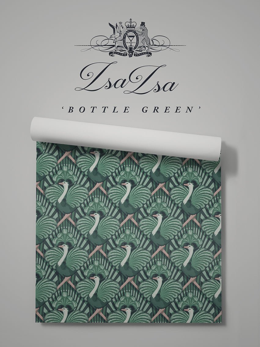 Zsa Zsa Wallpaper - Bottle Green - Divine Savages - DVS068-ZSA-GRE-WR - Premier Wallcovering
