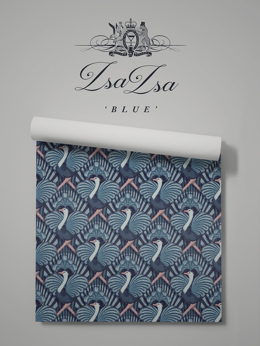 Zsa Zsa Wallpaper - Blue - Divine Savages - DVS067-ZSA-BLU-WR - Premier Wallcovering