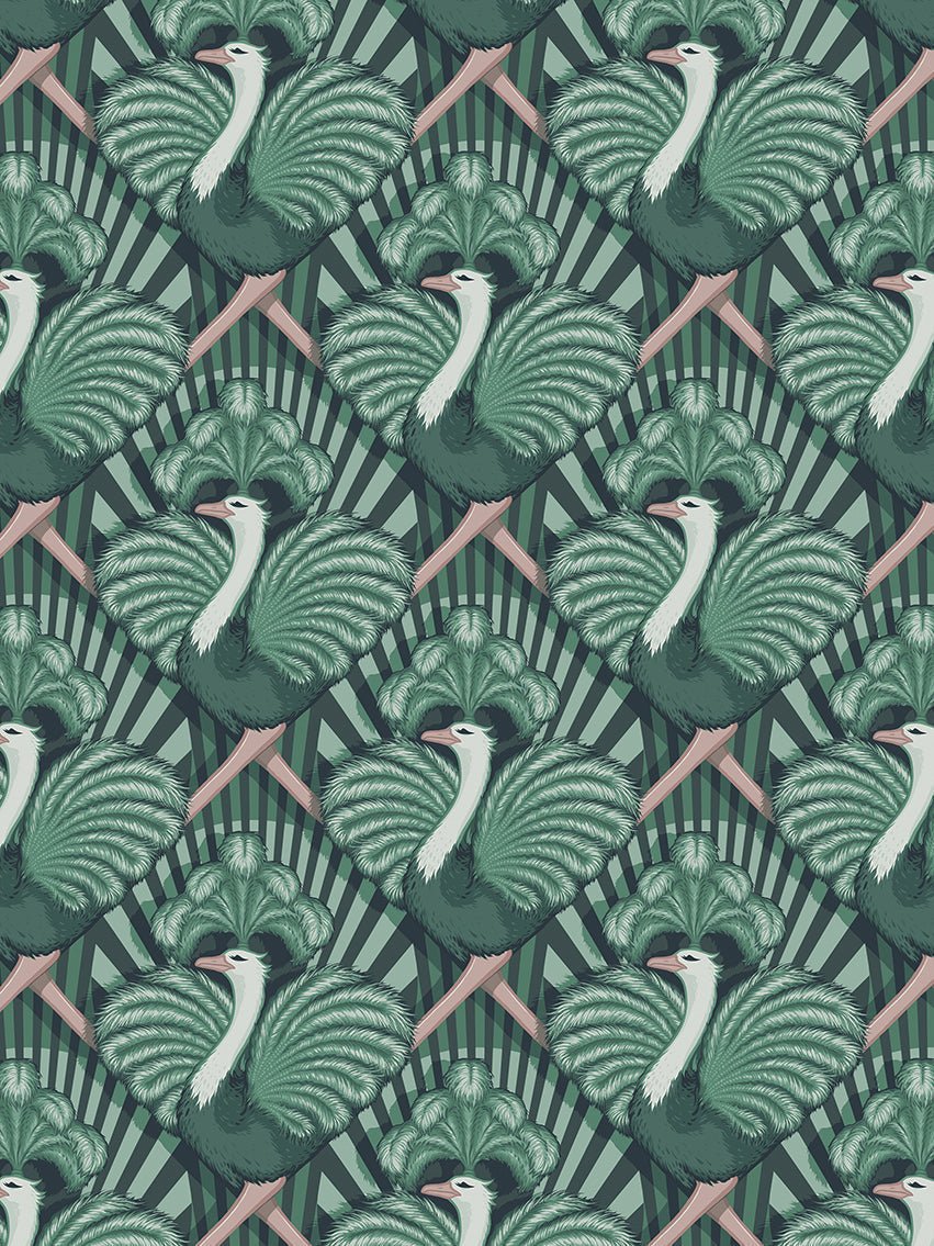 Zsa Zsa Wallpaper - Bottle Green - Divine Savages - DVS068-ZSA-GRE-WR - Premier Wallcovering